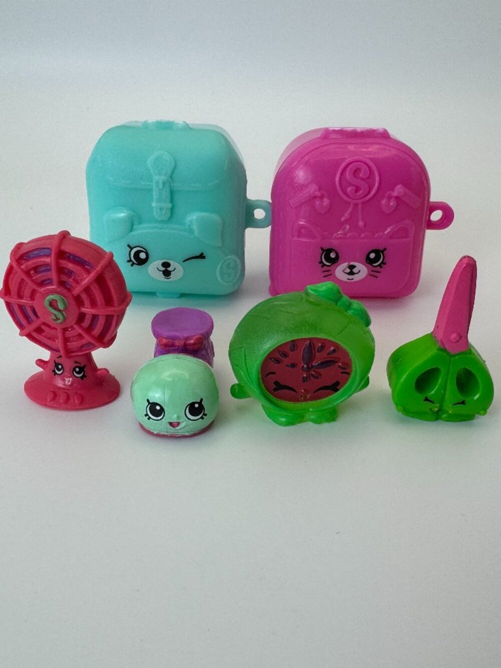 Shopkins Lot (6) CLOWN SHOE MELON MINUTES BLOW-ANNE SNIPPY Neon BACKPACKS Loose